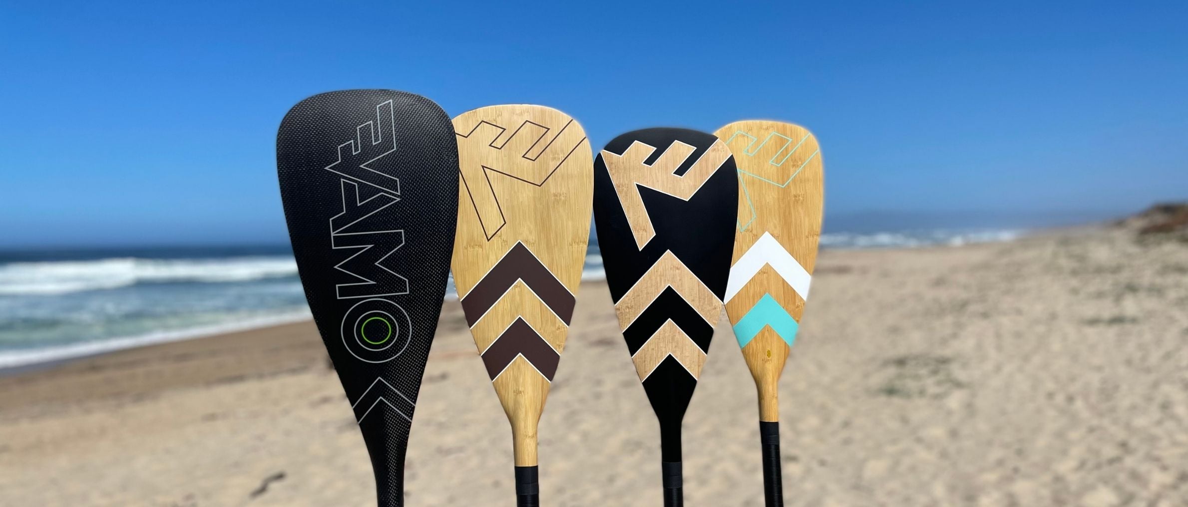 VAMO SUP bamboo series paddles.