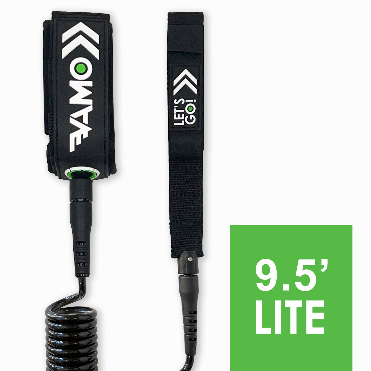 9.5' 'LITE' Full Coiled SUP Paddleboard Leash - Black - Full Coil Leash - VAMO - www.vamolife.com