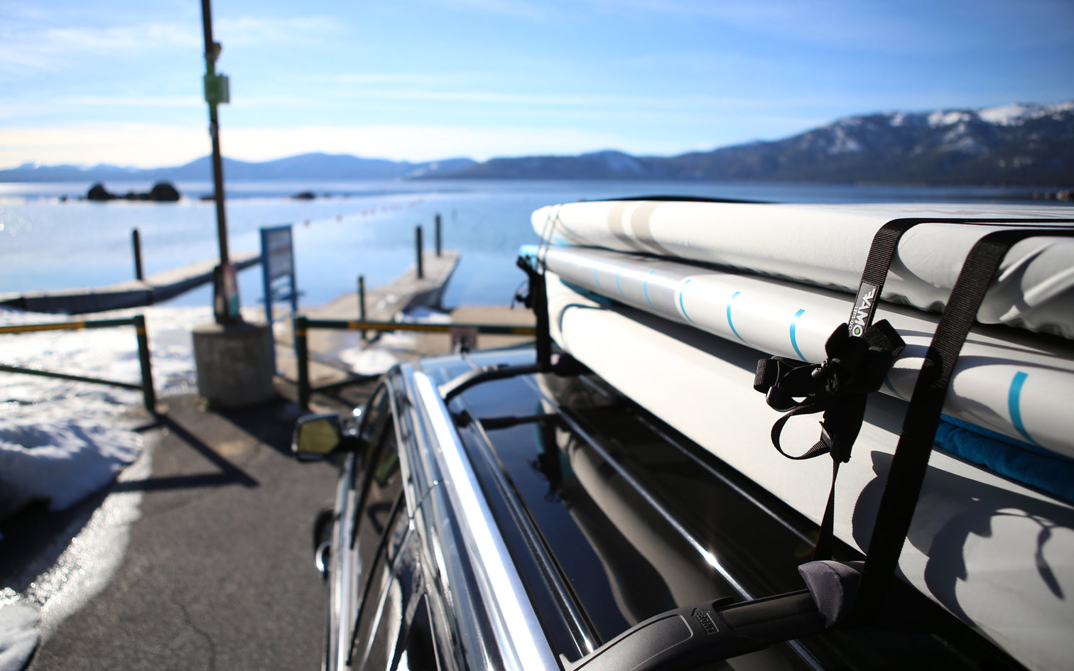 VAMO Tie down synch strap for getting your SUP surf boards, kayaks or canoes to and from the water safely with stainless steel buckles