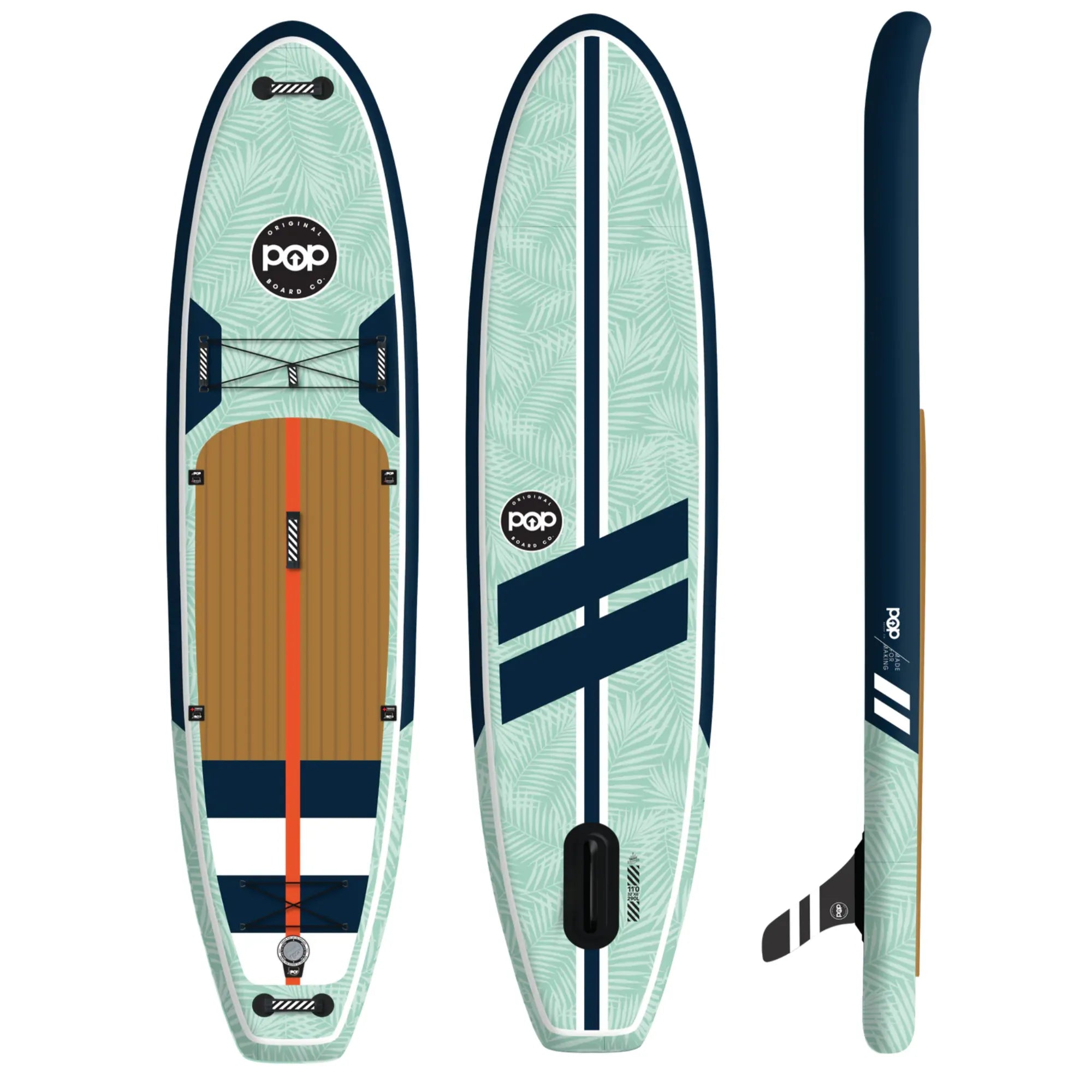 11'0" Yacht Hopper Inflatable Touring SUP - Mint/Teak/Blue - Inflatable Paddleboard - POPboardco. - HQ - www.vamolife.com