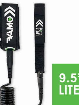 9.5' 'LITE' Full Coiled SUP Paddleboard Leash - Black