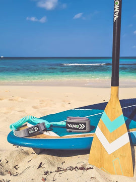 Carbon-Fiberglass Adjustable Paddle with ABS Edge  - Bamboo/Caribbean