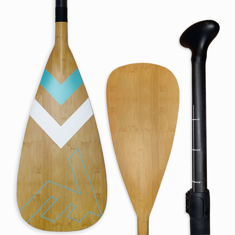 Carbon-Fiberglass Adjustable Paddle with ABS Edge  - Bamboo/Caribbean - Bamboo Paddle - VAMO - www.vamolife.com