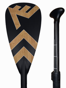 Carbon-Fiberglass Adjustable Paddle with ABS Edge  - Bamboo/Black