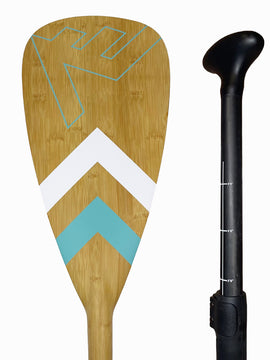 Carbon-Fiberglass Adjustable Paddle with ABS Edge  - Bamboo/Caribbean