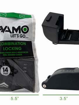 Combination Locking Tie Down Straps w/ Interwoven Braided Steel Cables-Paddleboard-Surf-Kayak